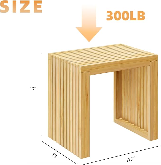 Bamboo Dining Bench, 18'' Slatted Design Entryway Bench, Natural | Modern Solid Bamboo Seating Bench for Indoor & Outdoor Use, Ideal for Kitchen, Hallway, Bedroom