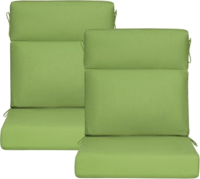 Sunbrella Outdoor High Back Chair Cushion, 2 Pack 44x21 inches Patio Chair Cushions Water Repellent Rocking Cushions Indoor Furniture Seat Pad, Canvas Ginkgo