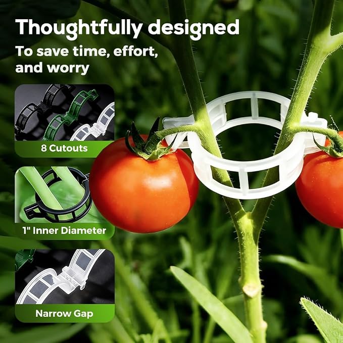 Plant Support Clips, 2026 Upgraded Tomato Plant Clips for Climbing Plants, Reusable Plastic Garden Clip for Grape Cucumber Stems Outdoor Vine Fixing Clip Gardening Supplies (100, Black)