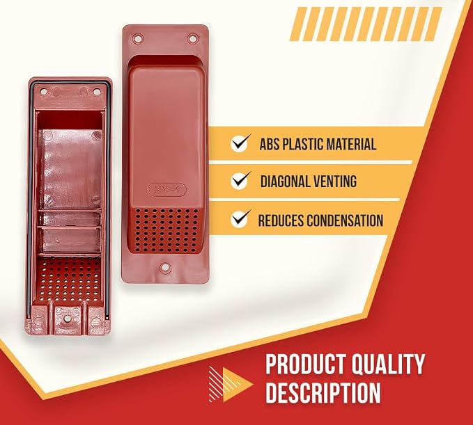 Mytee Products 4 Pack Shipping Container Air Vent - Cross Flow Ventilation for Shipping Container - ABS Plastic Air Vent with Rubber Seal & Water Protection - Shipping Containers Accessories (Red)