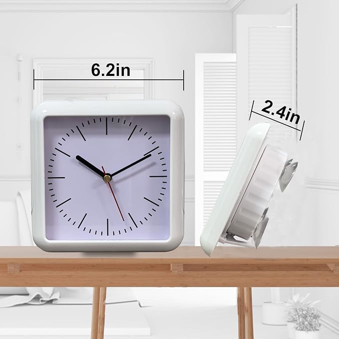 Bathroom Waterproof Wall Clock, Indoor White Wall Clock, Quartz Movement, Plastic Frame, Flexible Choice for Hanging Or Standing, Modern Silent Small Wall Clock for Living Room and Kitchen