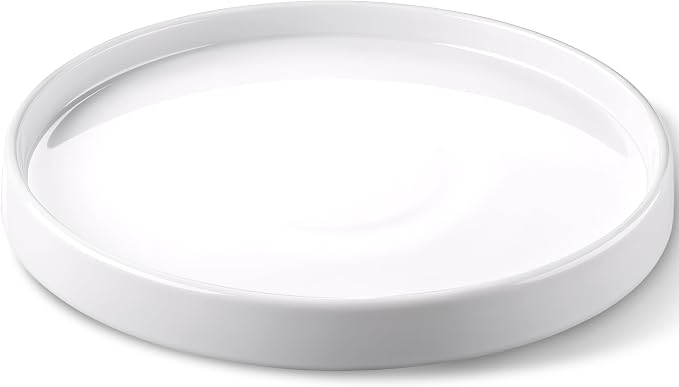 saffruff White Ceramic Plant Saucer 10 Inch, Sturdy Plant Pot Tray Plate for Flower Pots, Round Ceramic Saucer Tray to Catch Water Drip & Drainage, Indoor Outdoor Planter Base