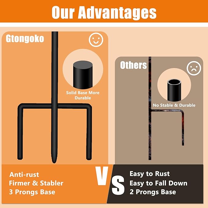 Gtongoko 24 Inch Shepherd Hooks for Outdoor 1 Pack,Garden Hooks for Hanging Plants, Lanterns, Solar Lights, Mason Jars & Wedding Decor, Matte Black Decorative Shepherd’s Hooks