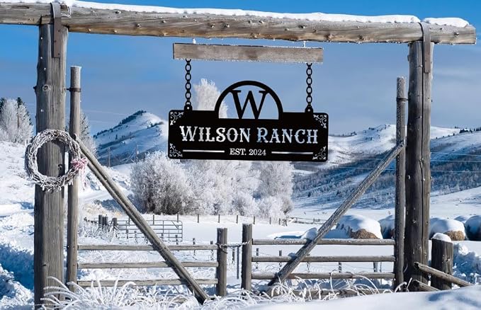 Custom Metal Family Name Farmhouse Sign, Last Name Sign for Farm, Ranch or Farm Signs Indoor Outdoor Personalized, Farmhouse Signs Wall Decor, Farmer Sign.