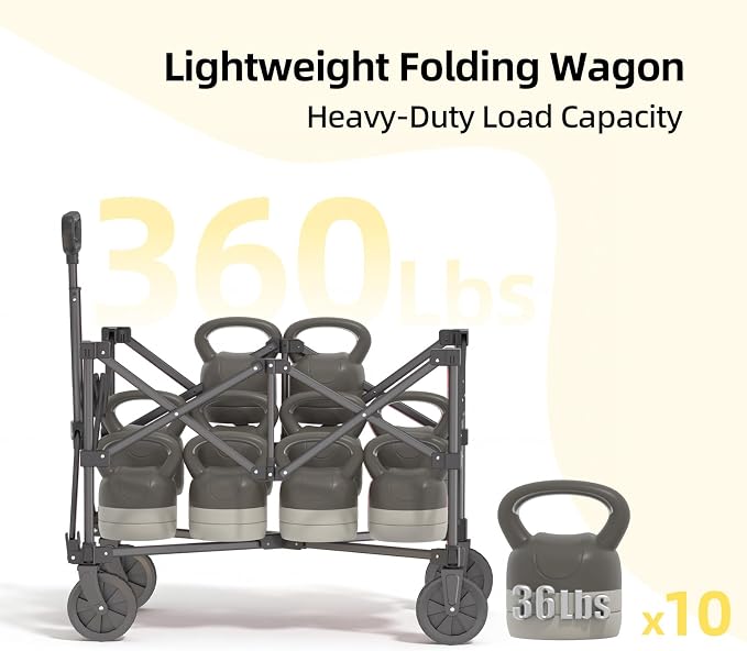 EchoSmile Lightweight Collapsible Wagon Cart, Compact Foldable Wagon for Grocery, Camping & Sports, Easy Fold Utility Wagon,Black