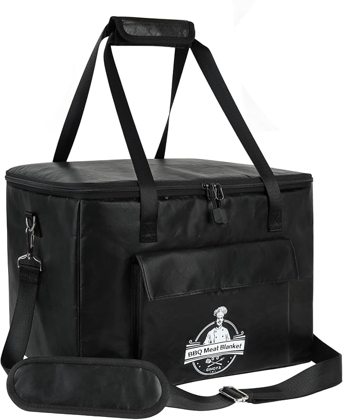 BBQ Blanket for Resting Meat, Reusable Insulated Brisket Resting Bag for BBQ, Meat Resting Bag for Brisket, Pork Shoulder and Turkey, Smoker Accessories, 16 x 10 x 10 Inch, Black