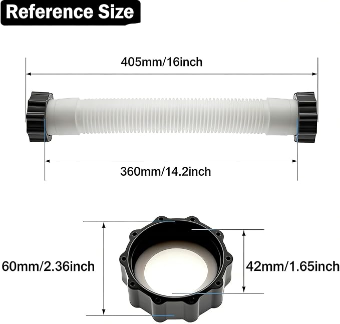 Intex 16-Inch Pool Pump Hose, 1.5-Inch Diameter Pool Sand Filter Pump Hose, Suitable for Intex Filter Pump and Saltwater System, Compatible with 26371CA, 28647EG, 26371EH, Polyethylene Material