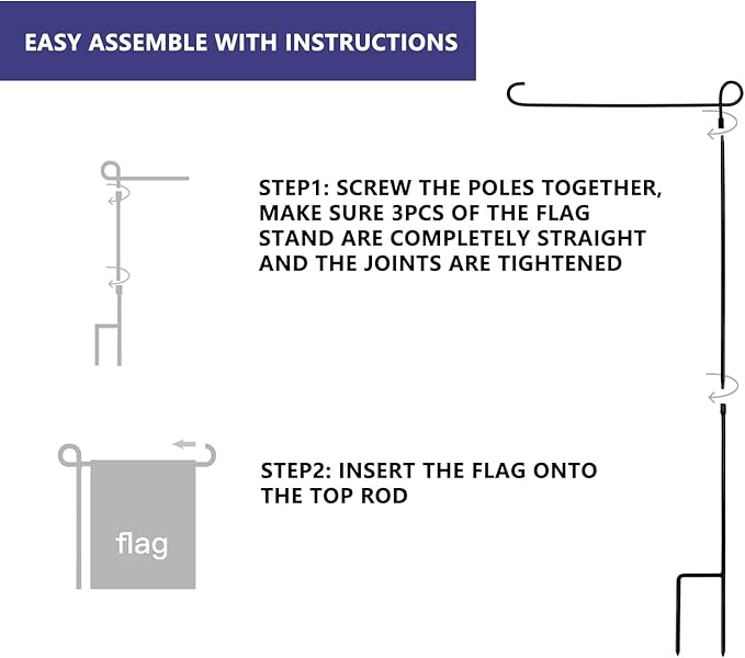 YEAHOME Garden Flag Stand Holder, Premium Yard Flag Holder Weather-Proof Metal Powder-Coated Flagpole for American Flag, Christmas Garden Flag, Outdoor Garden Decor Decoration