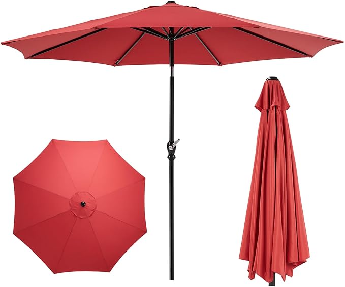 OLIXIS 9FT Patio Umbrella Outdoor, Patio Table Umbrella 9 Feet Sun Shade for Pool, Beach, Outside Umbrellas with Tilt and Crank Button & Sturdy Ribs Waterproof for Deck, Terrace and Restaurant