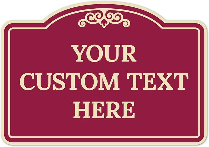 Custom Decorative Sign, Personalized Metal Sign for Driveway, Home, Airbnb, Door Plaque, Burgundy Background Sign, 7x10 Inches, ACM, Fade Resistant, Made in USA by Sigo Signs