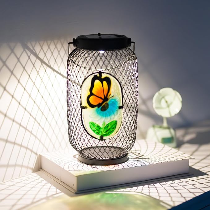 Solar Lantern Outdoor Waterproof,Butterfly Hanging Solar Lights Outdoor, Garden Decor for Patio Yard Table, Birthday & Mother's Day Gifts for Women Gifts