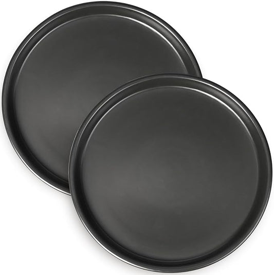 Plant Trays for Indoors No Holes - Ceramic Plant Saucers 12 inch Plants Water Catcher Trays Drainage Large Plant Pot Saucers Decorative Flower Pot Saucers 2 Pack Black
