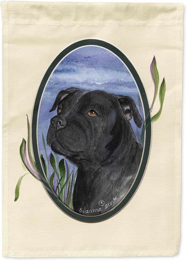 Caroline's Treasures SS8017GF Staffie Garden Flag Mailbox Flag Decorative Yard Flag Banner Outside Patio Artwork Yard Flower Beds, Garden Size, Multicolor