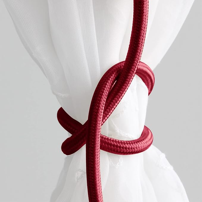 Valea Home 2 Pieces Christmas Curtain Tiebacks Clips Creative Window Drape Twist Tie Backs European Style Custom Made Curtain Holders Decorative Draperies Holdbacks, Burgundy