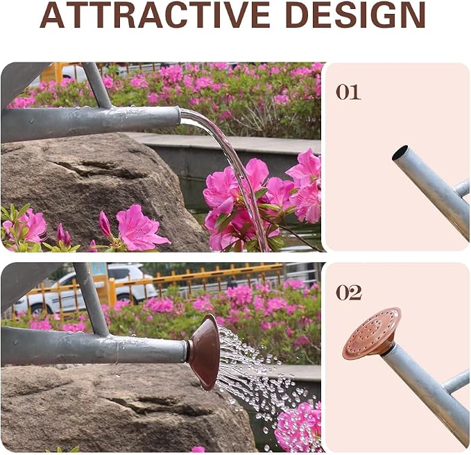 Metal Watering Can, One Gallon Watering Cans Stainless Steel for Outdoor Indoor Garden Plants Watering (Zinc 1 Gallon)
