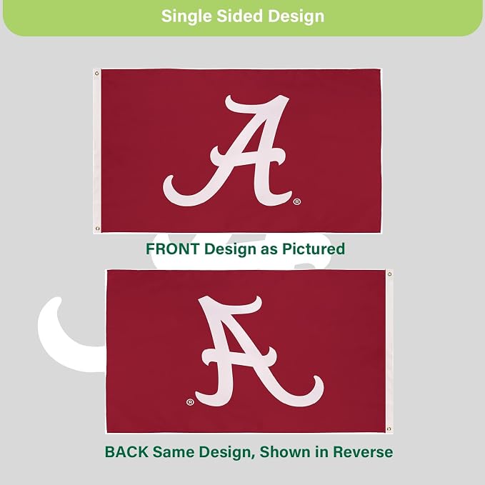 NCAA University of Alabama Flag with Grommets, 3'x5' Alabama Crimson Tide Outdoor College Flags & Banners for Garden Patio Indoor Wall Décor