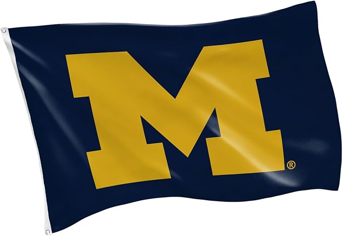NCAA University Of Michigan Flag with Grommets, 3'x5' Michigan Wolverines Outdoor College Flags & Banners for Garden Patio Indoor Wall Décor