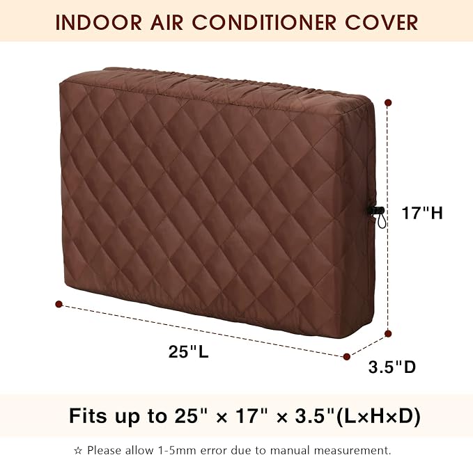 KylinLucky Indoor AC Cover for Window Unit 25 x 17 x 3.5 inches | Inside Air Conditioner Cover, Dust Protection, Brown