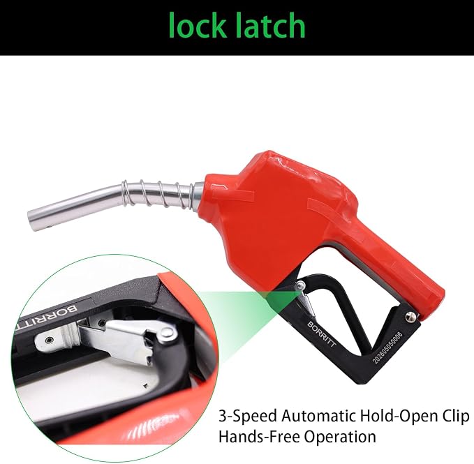 Red 3/4" Inch NPT Automatic Shut-Off Fuel Nozzles Three Notch Hold Open Clip With Filter 13/16"Spout Max Flow Rate 16 GPM Perfect For Gas Stations,Transportation for diesel,gasoline,kerosen