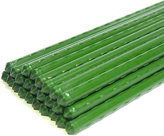 Growsun 6ft Garden Stakes Metal Plastic Coated Plant Cage Supports Tomato Stakes Trellis Climbing for Tomatoes,Trees,Cucumber,Fences,Beans,25 Pack