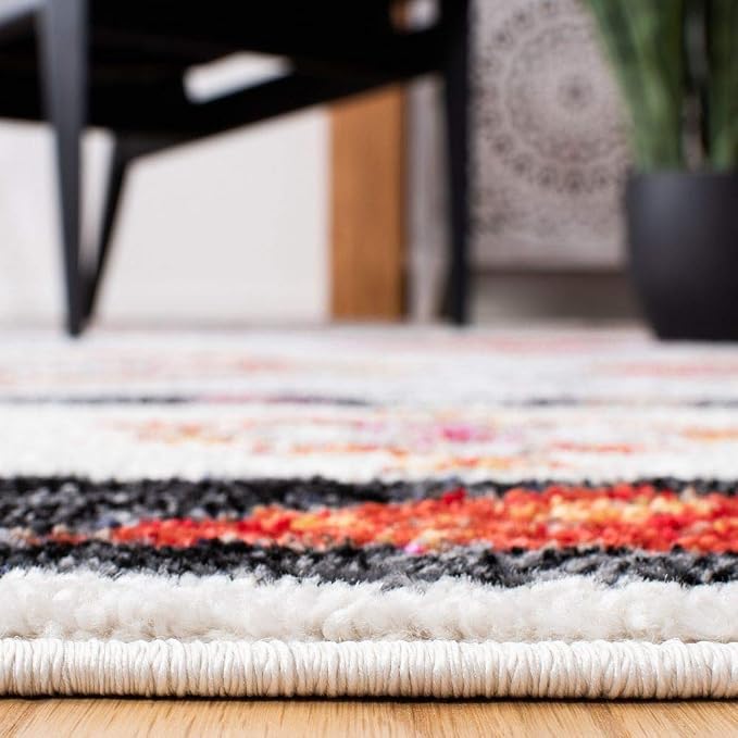 SAFAVIEH Adirondack Collection Area Rug - 9' x 12', Grey & Red, Boho Tribal Design, Non-Shedding & Easy Care, Ideal for High Traffic Areas in Living Room, Bedroom (ADR245F)