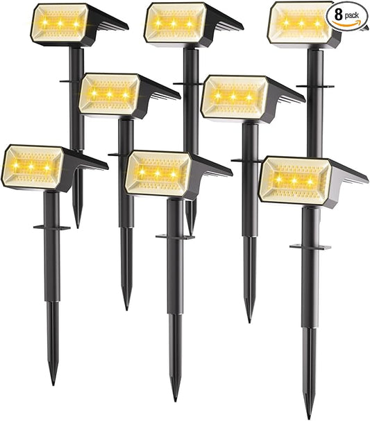 Fabrito 8 Pack Solar Spot Lights Outdoor Waterproof IP67, [108 LEDs, 4 Modes] Dusk to Dawn Spotlights for All Night, 2-in-1 Solar Landscape Lights for Garden, Yard, Tree, Pool, Warm White