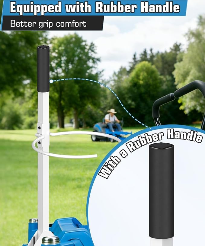 Koutemie Zero Turn Mower Handle, 5 Gallon Bucket Holder Mount with Clamp for Lawn Mower Bar, Zero Turn Bucket Holder Handle Kit Accessories for Outdoor Garden Yard Trash Cleaning Grabber Tool, White