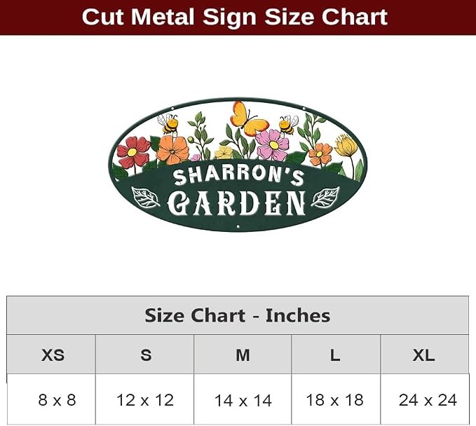 MeMate Garden Signs, Personalized Metal Signs, Garden Sign to Personalize, Customized Name Wall Art for Garden Outdoor Decor, Large Sign for Vegetable Garden She Shed, Personalized Outdoor Plaque