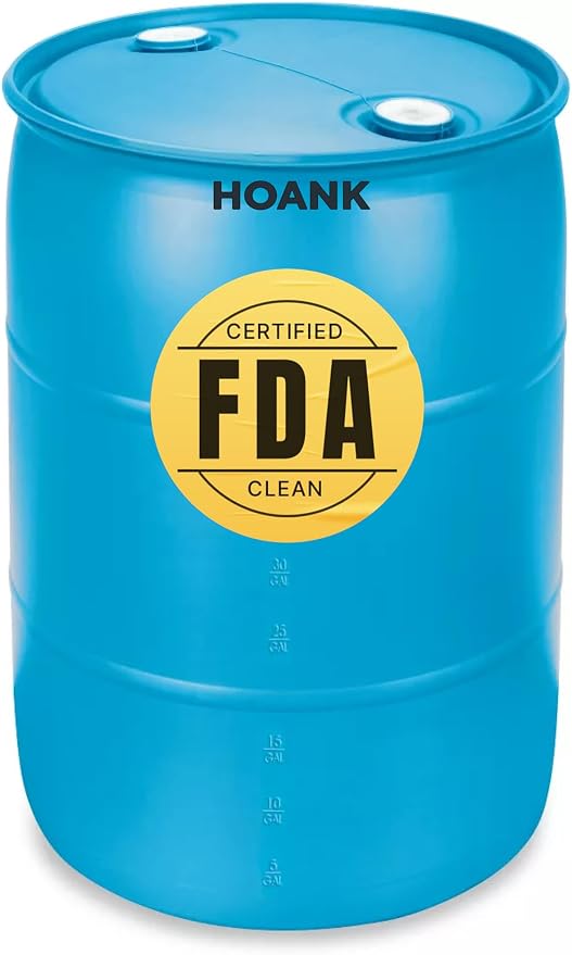 55-Gallon Water Storage Barrel, BPA Free, Emergency Water Supply - Eco Friendly - Made in USA (Blue)