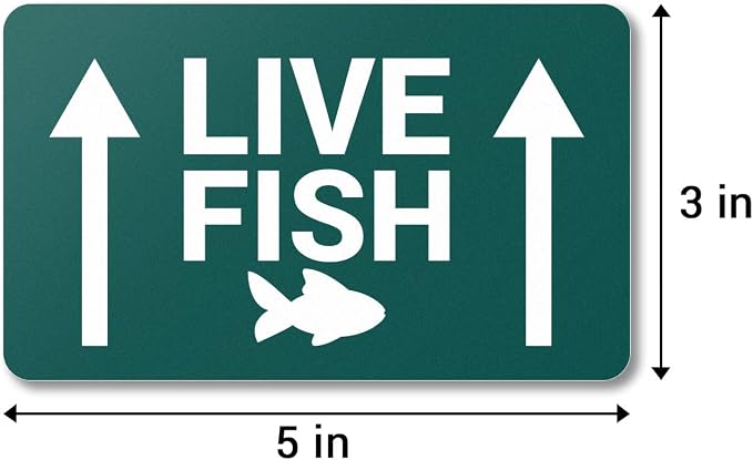 Live Fish Shipping Stickers (5 x 3 Inch, Green - 300 Labels) Live Fish Labels for Shipping & Handling, This Side Up Arrow Warning, Live Fish Shipping Supplies or Warning Stickers