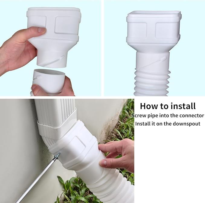 Prestantious 16.5ft Long Gutter Downspout Extensions, Downspout Extender Drainage Pipe for 2"×3" and 3"×4" Downspout, Outside Diameter 3.1 Inches, Pipe Stretched Length 16.5ft (White-1 pack)