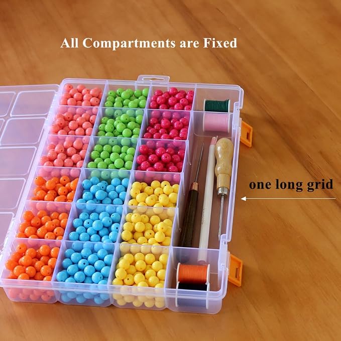4 Pack Fixed 21 Grids Clear Plastic Storage Box, Transparent Organizer Container Case for Small Parts, Bead, Button, Jewelry, Diamond, Craft Supplies,Sewing Kit, DIY Accessories