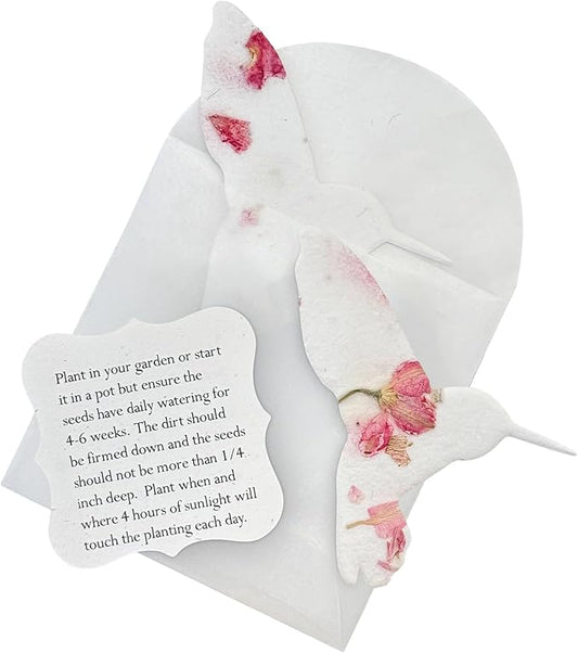 Pink Hummingbird Gift Tags with Wildflower Seeds - 24pcs Writable Gift Wrap Tags for Baby Showers, Mother's Day Present, Party Favors, DIY Crafts, & Earth Day Decorations