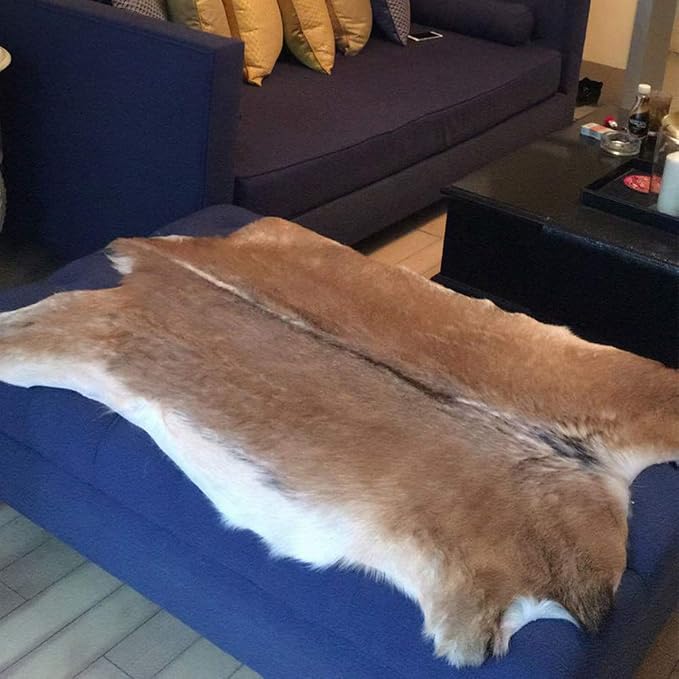 Red Deer Hide Rug,3.2x2.1ft,Hunting Carpet,Antelope Mat Fawn Rug forBedroom | Deer Skin, Deer Taxidermy, Fireplace Deerskin Decor, Reindeer Hide Area Rug, Animals Mat Carpet for Home Office Bedroom