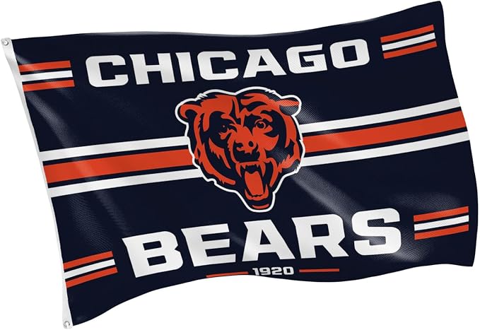 NFL Chicago Bears Vintage Flag | 3 x 5 Estate Flag with Grommets | Heavy Duty Banner for Outdoor Garden Patio Decoration | Indoor Wall Decor for Room | Works with Flag Poles for Outside House (Chicago Bears-Vintage)