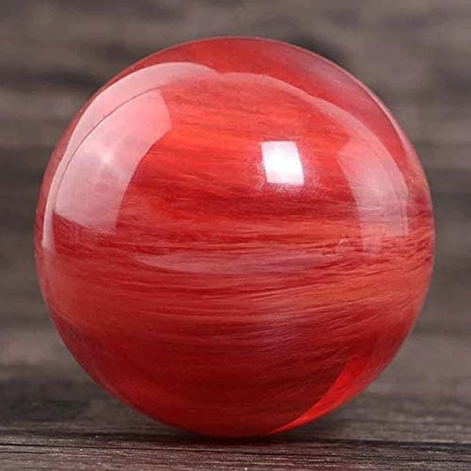 GYKLE 4 Inch Red Crystal Ball with Stand, Large Natural Crystal Ruby Sphere | for Meditation, Healing, Feng Shui, Divination, Home Decoration, Gift Box