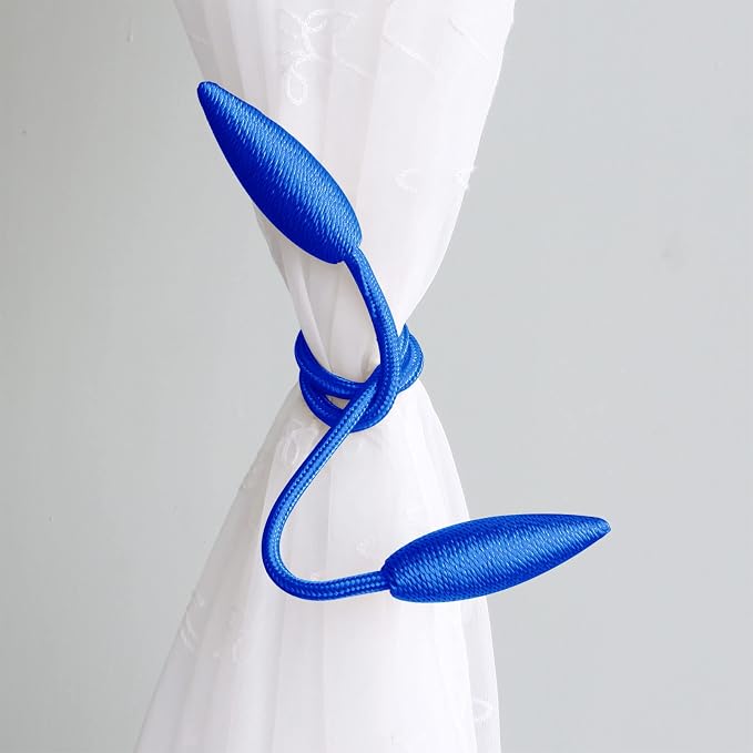 Valea Home 2 Pieces Curtain Tiebacks Clips Creative Window Drape Twist Tie Backs European Style Custom Made Curtain Holders Decorative Draperies Holdbacks, Royal Blue