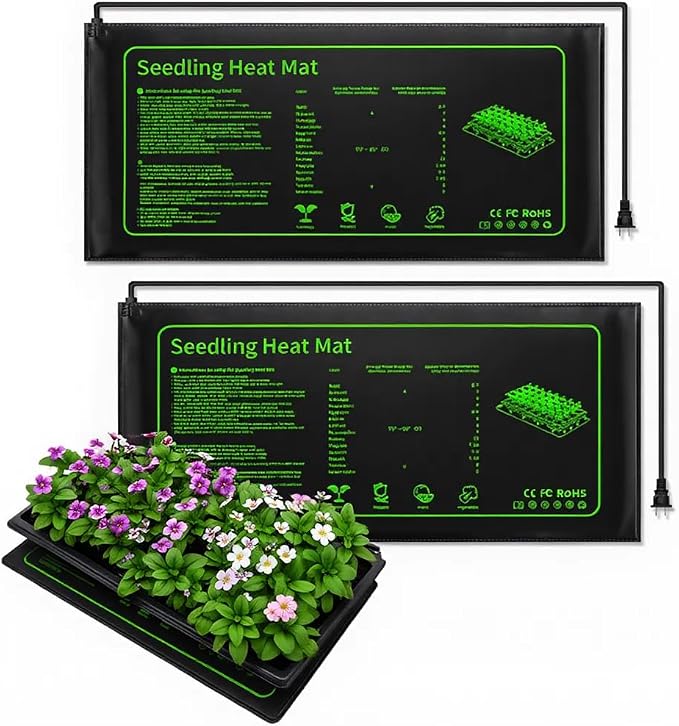 2 Pack Plant Heating Mat, 10”x20.5" Waterproof Seedling Heat Mat for Seed Starting Seeds Germination Plants, 18W Graphene Thick Reusable Heating Pads Fit For 1020 Seedling Trays, Ideal Gardening Gifts