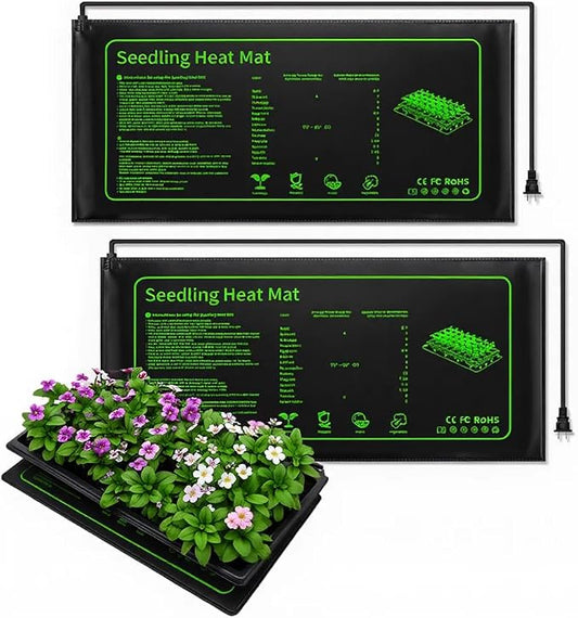 2 Pack Plant Heating Mat, 10”x20.5" Waterproof Seedling Heat Mat for Seed Starting Seeds Germination Plants, 18W Graphene Thick Reusable Heating Pads Fit For 1020 Seedling Trays, Ideal Gardening Gifts