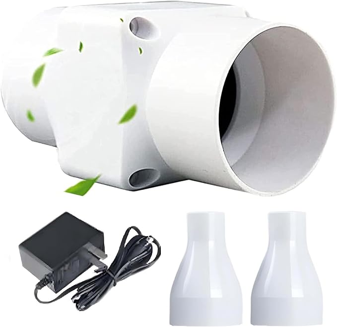 2 Inch Inline Duct Fan Variable Speed Air Circulator Quiet with 50mm to 32mm Interface for Home Office Cabinet Pet Cage Ventilation(50 mm to 25 mm,Power Cord)