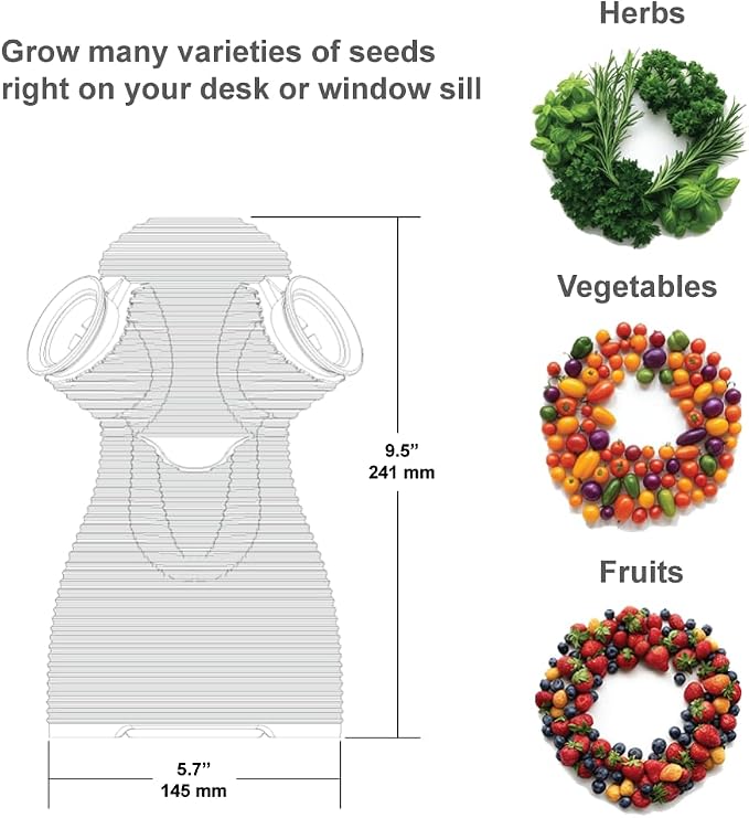 Indoor Desktop Hydroponics Tower System Growing Kit Perfect for Edible Flowers, Herbs, and Vegetables for Homes, Offices, Apartments, and Studios.