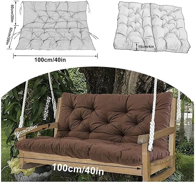 Swing Cushion Replacement Outdoor Porch Waterproof Bench Cushion 2-3 Seater Washable Bench Replacement Cushions for Outdoor Patio Porch Swing Cushions