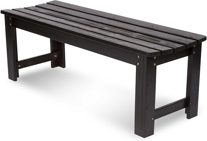 Shine Company Outdoor Wooden Backless Patio Garden Bench, 4 Ft, Black