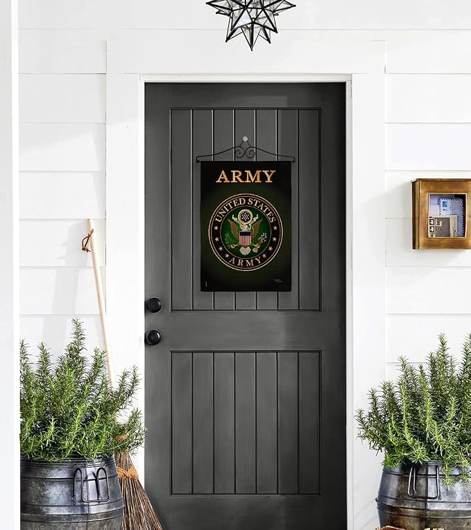 Army Burlap Garden Flag - Set Wall Hanger Armed Forces Rangers United State American Military Veteran Retire Official - House Decoration Banner Small Yard Gift Double-Sided Made in USA 13 X 18.5