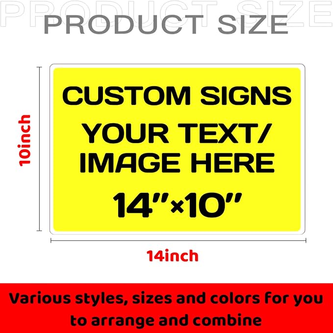 Personalized signs,Aluminum Weatherproof Metal Sign Multiple Sizes Custom Personalized Text And picture Here,hazard sign,garden sign,custom door sign,Customised business signs Yellow 14×10