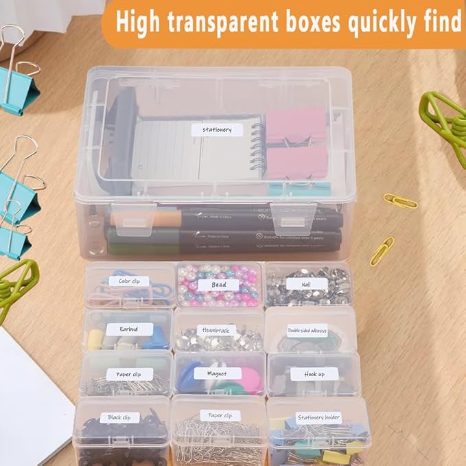 Bead Storage Containers, 92 Clear Plastic Bead Organizer Box With Hinged Lid,Bracelet Making DIY Jewelry Craft Nails, Bracelets, Jewelry, Diamonds, Clay Beads, Screws,1.7x1.38x0.8Inch