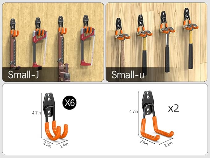 3-H Garden Hose Holder Wall Mount 2 Pack Solid Steel 2.8 Inch,6 Pack 2.5 Inch Compact Hose Hanger Heavy Duty Water Hose Holders for Outside,Orange