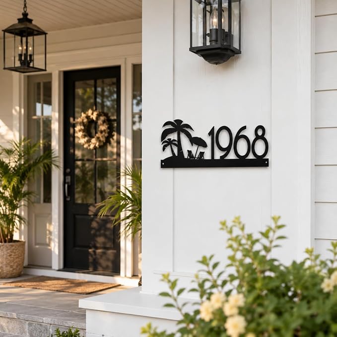 Address Sign for House, Personalized Metal House Number Plaque, Modern Outdoor Address Numbers for Front Door, Porch Wall, New Home Gift