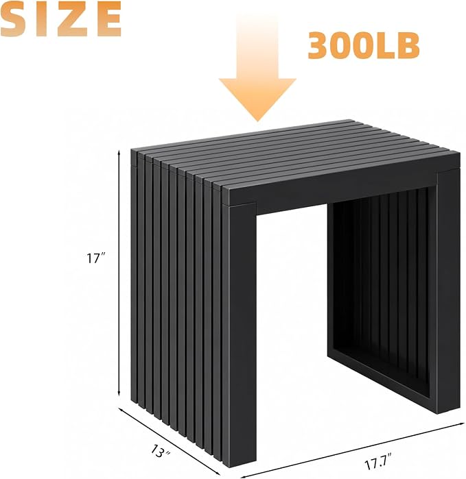 Bamboo Dining Bench, 18'' Slatted Design Entryway Bench, Black | Modern Solid Bamboo Seating Bench for Indoor & Outdoor Use, Ideal for Kitchen, Hallway, Bedroom