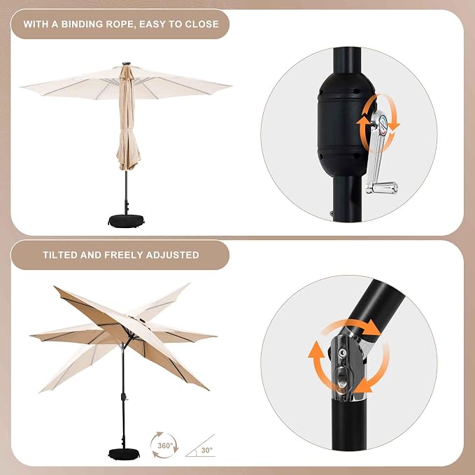 Sundale Outdoor Olefin 5-Year-Non-Fading Patio Umbrella with Sand Bag Base, Outdoor Umbrella with Tilt and Crank, Red